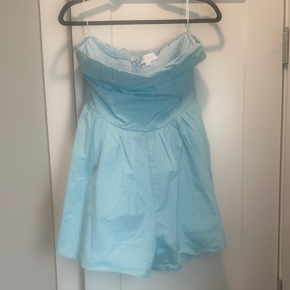 Light Blue Strapless Jumpsuit